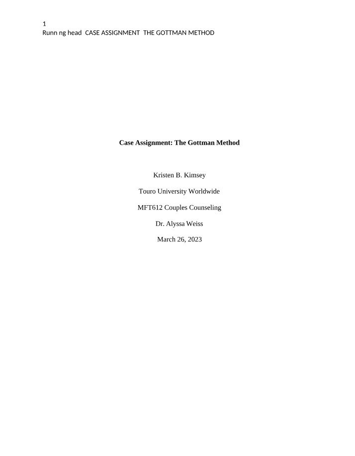 Gottman Method Case Assignment