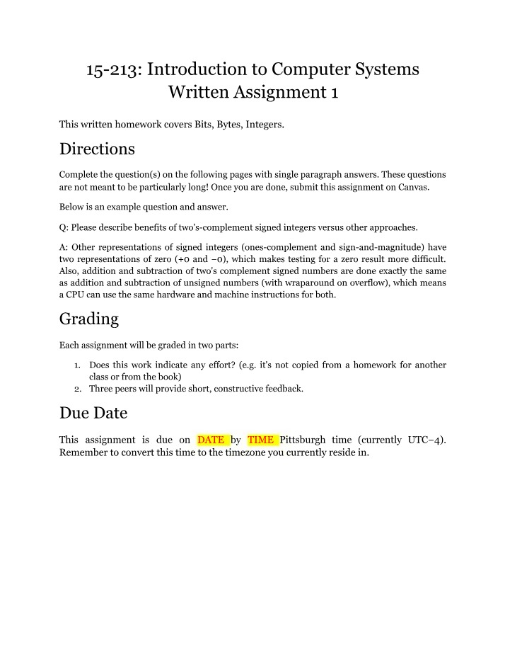 Written Assignment 1 Solutions