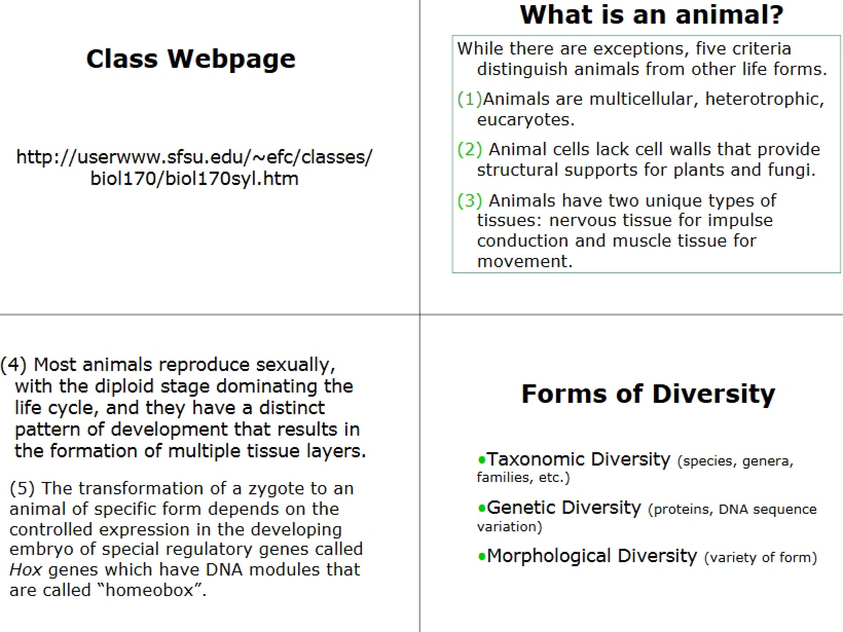 Animal Diversity Lecture 01