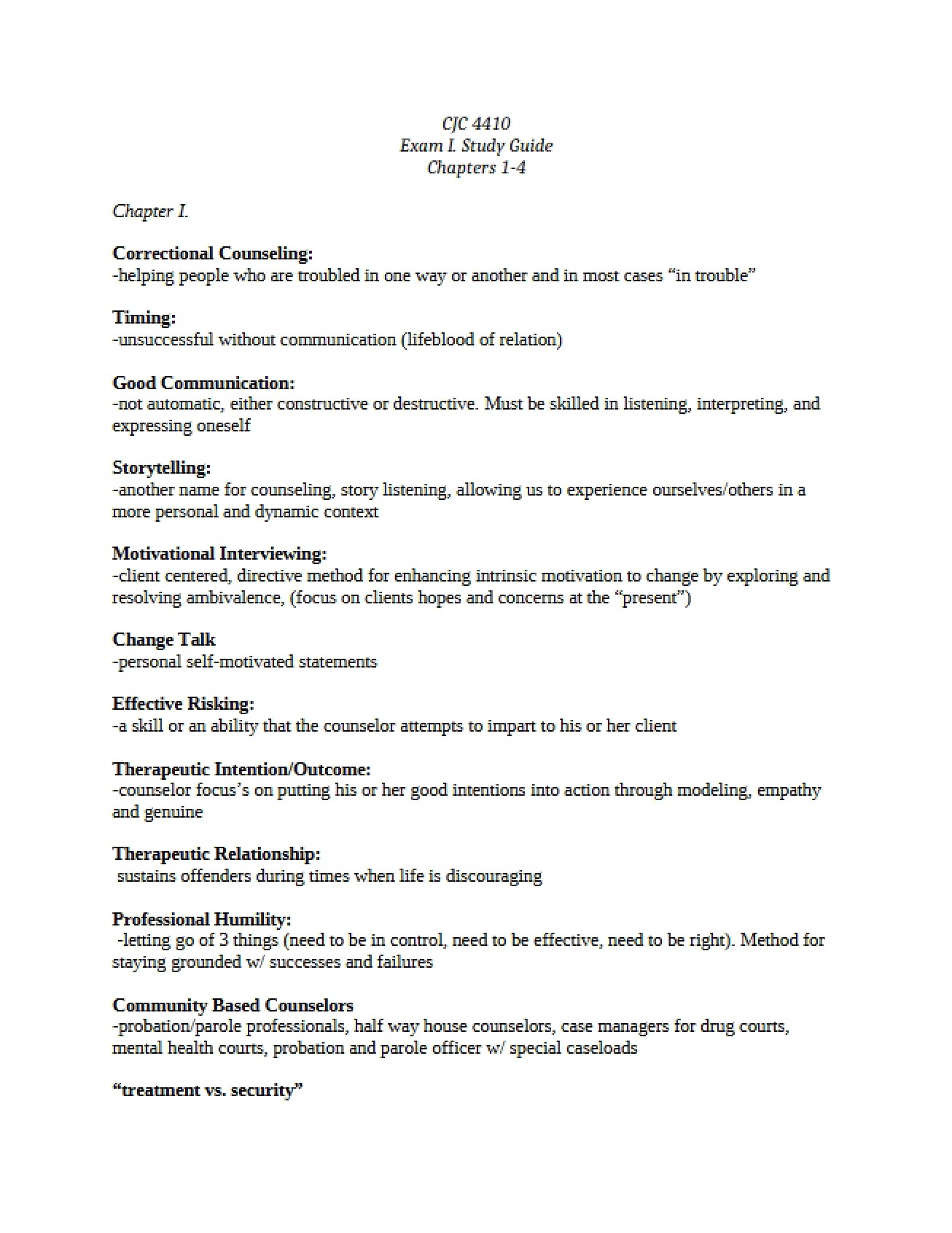 Practice of Counseling in a Correctional Setting