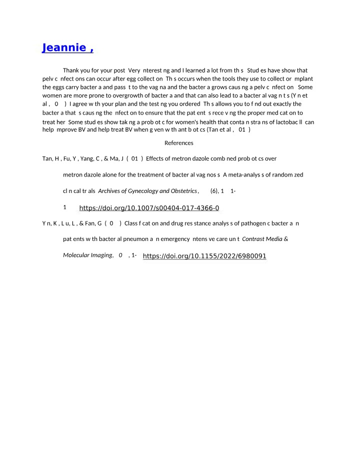 NRNP6552 - Week 5 Case Study Discussion Reply 1