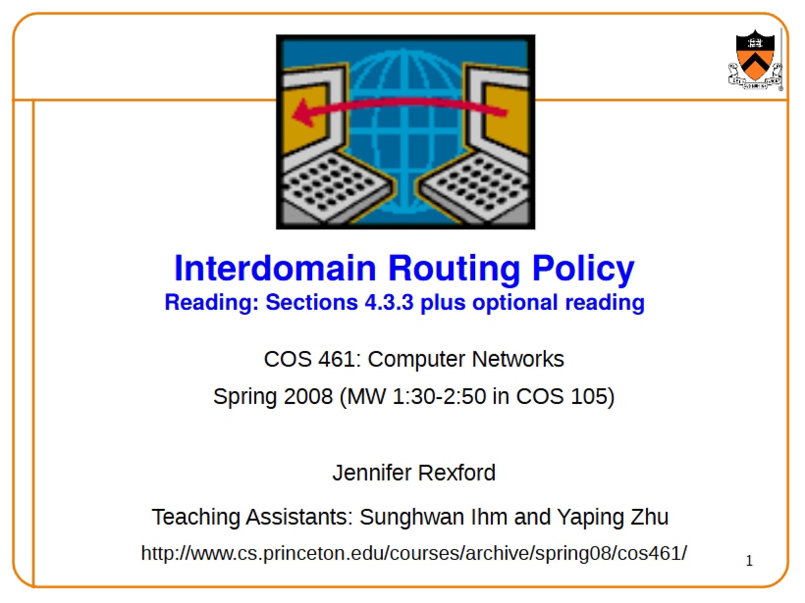 Policy for Interdomain Routing - COS 461