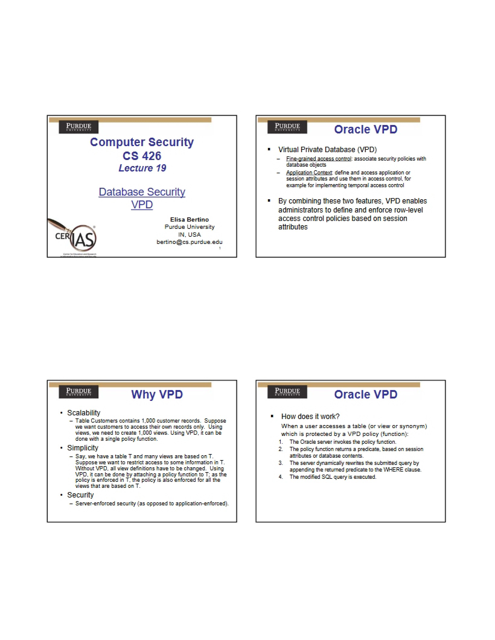 VPD for Database Security