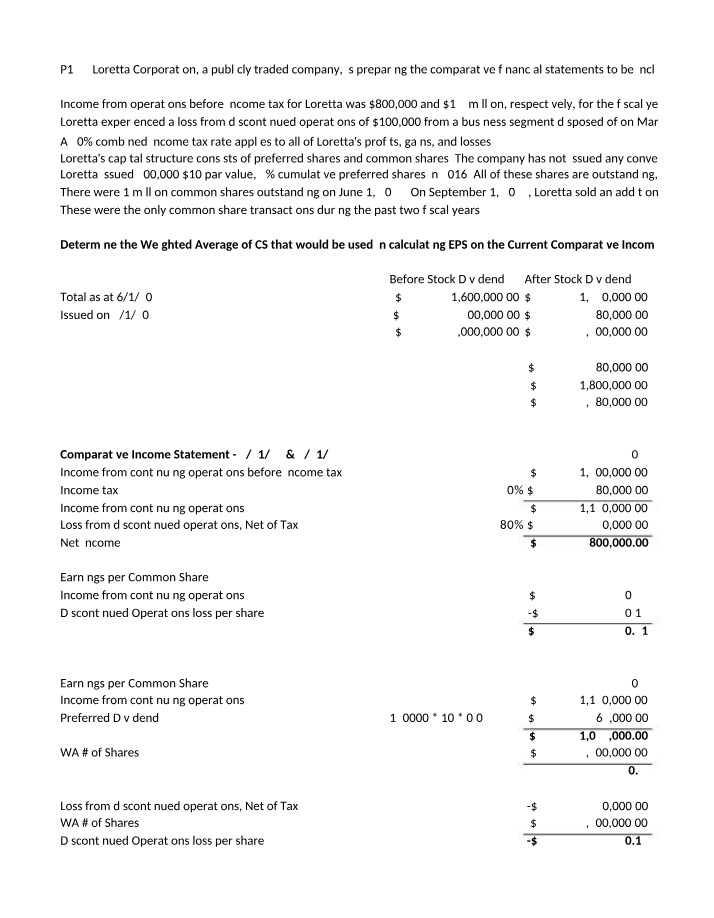 Calculating EPS and Weighted Average of CS