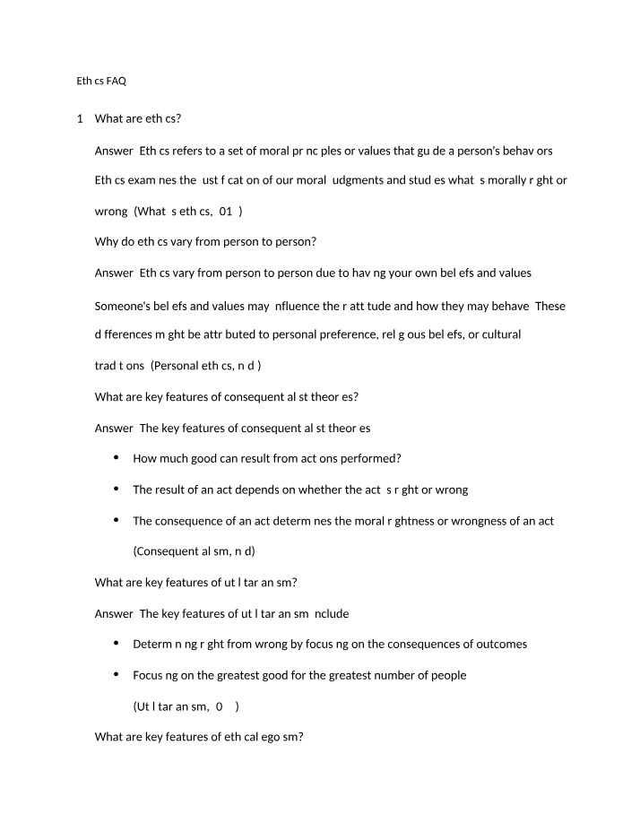 Ethics - Key Concepts and Theories