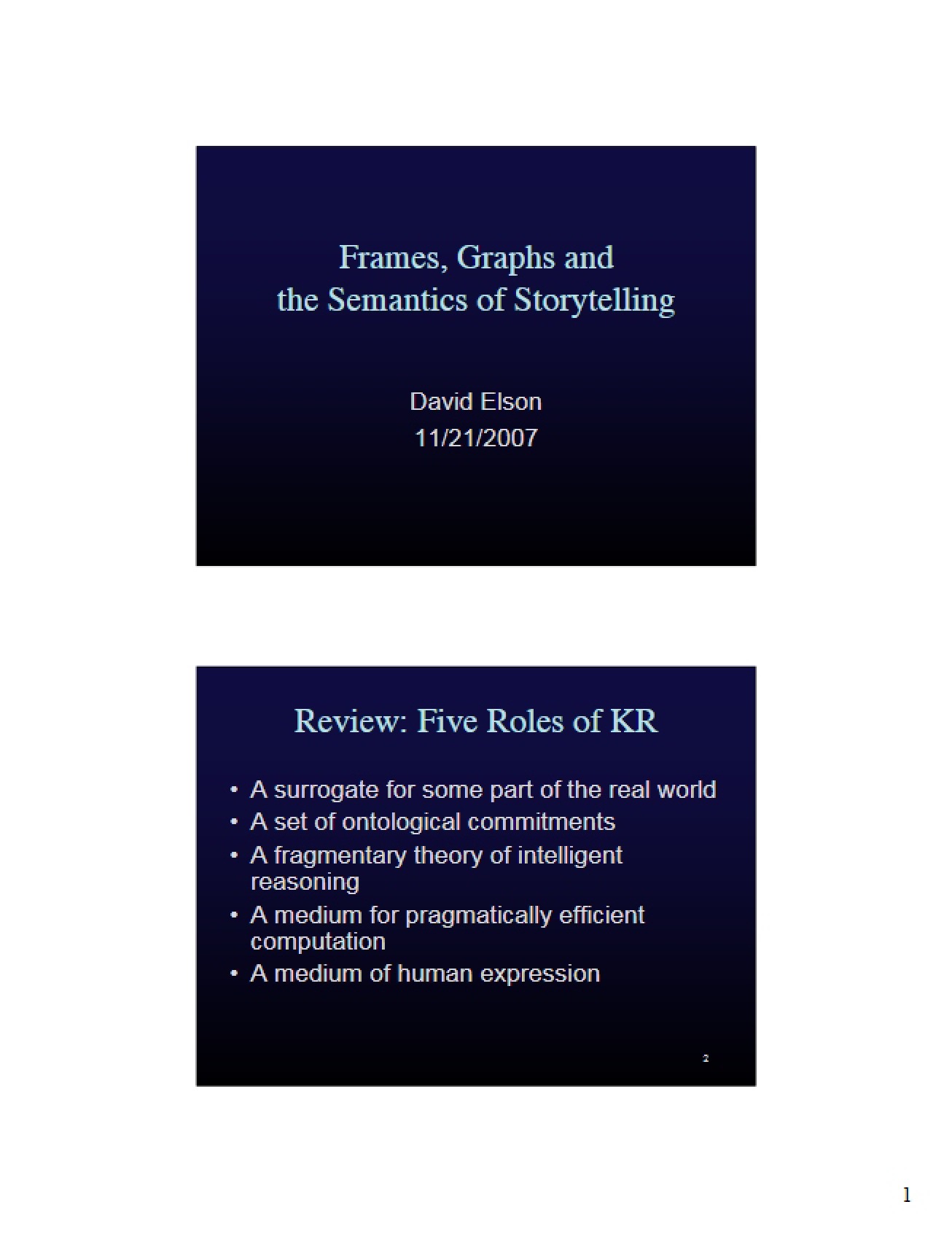 Storytelling Semantics, Graphs, and Frames