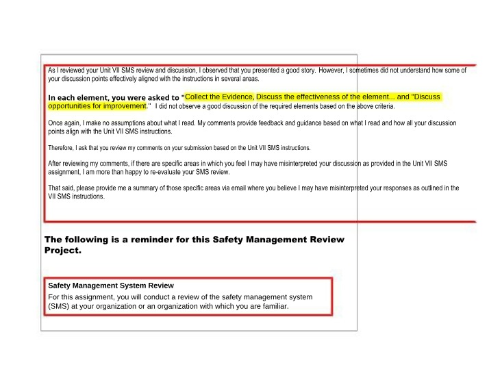 Safety Management System Review - SMS Effectiveness