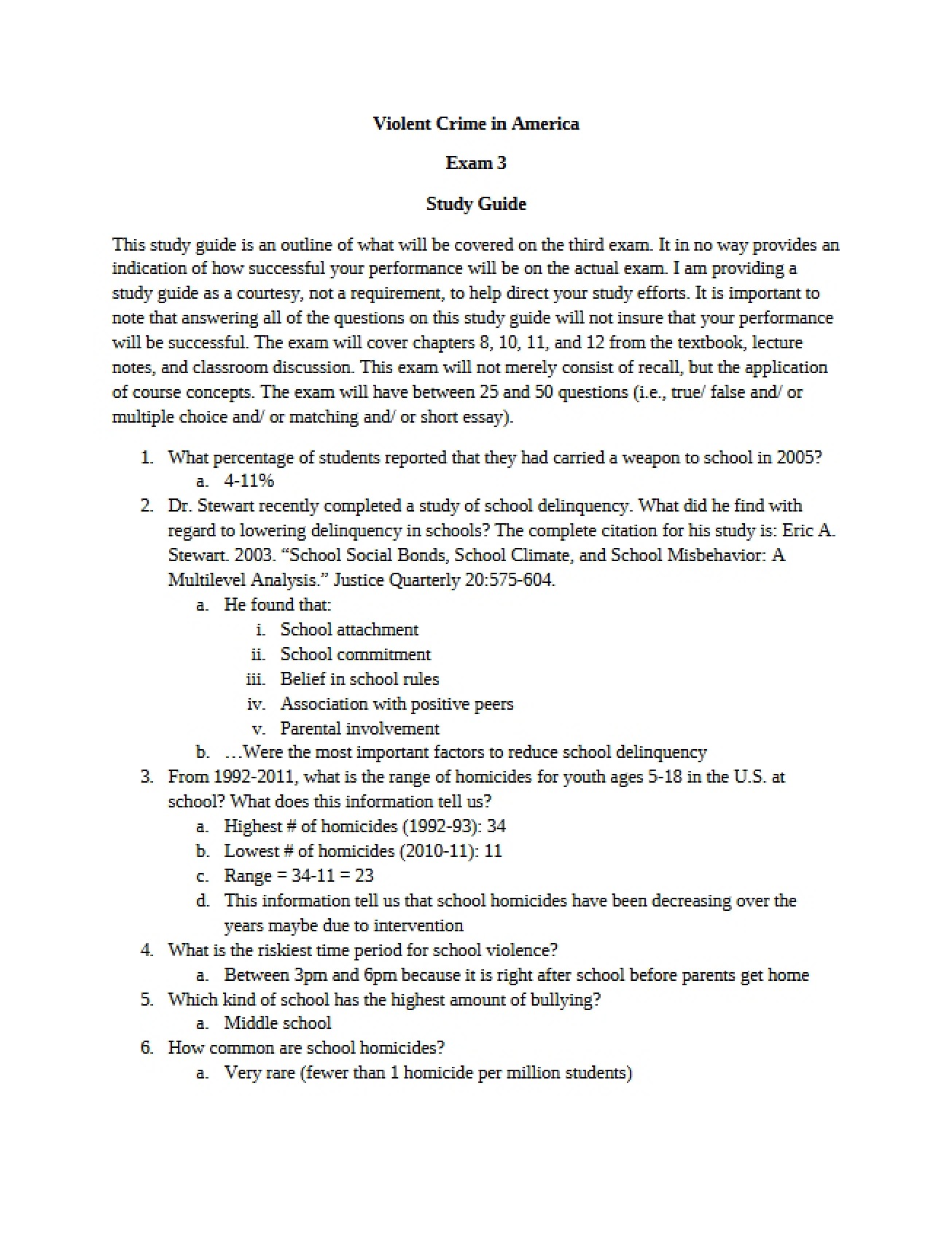 Examination of Violent Crime in America