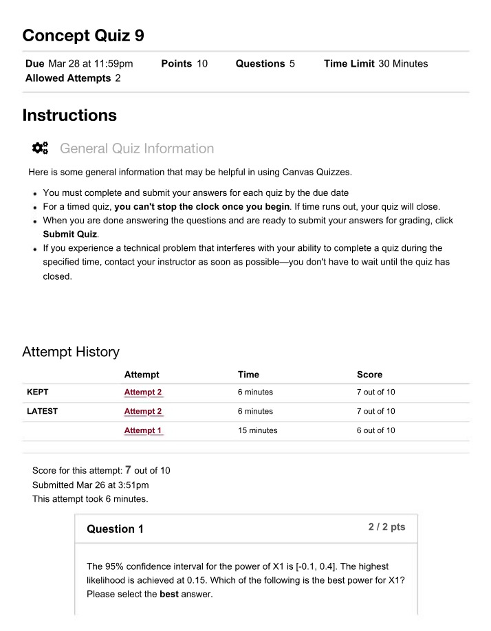 STAT 3032 Quiz 9