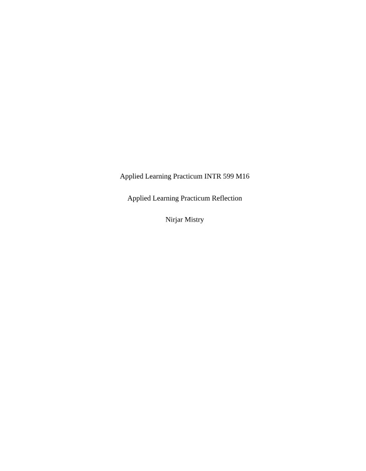 Applied Learning Practicum Reflection Submission 2