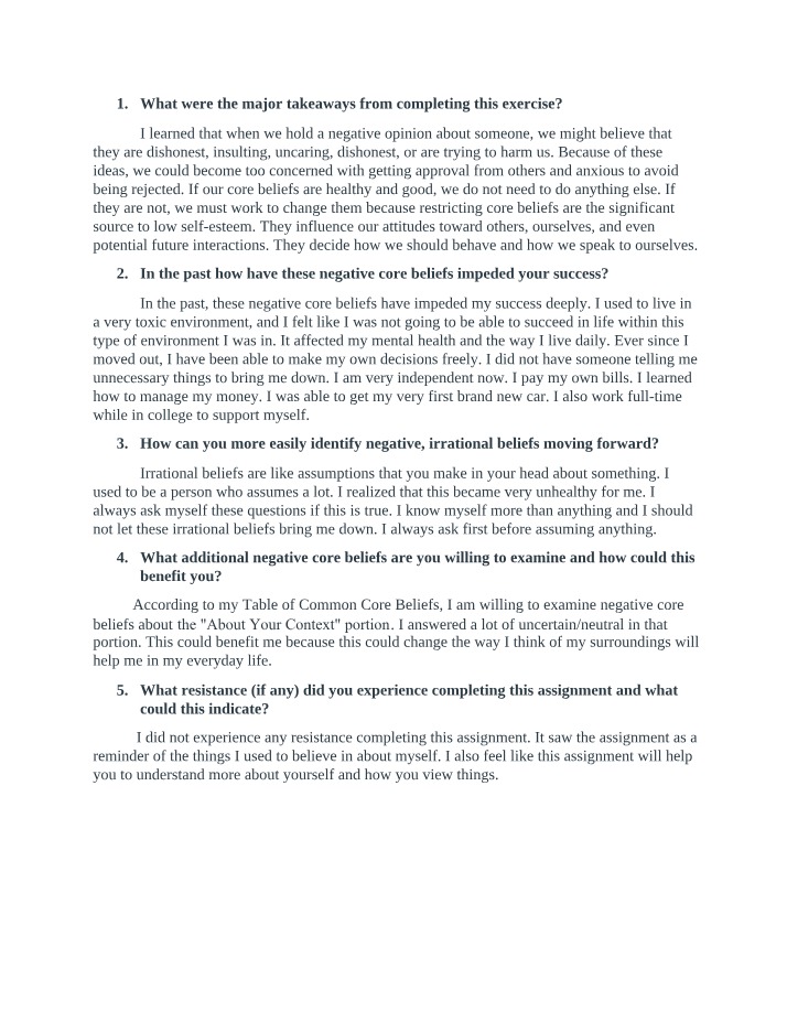 Identifying and Overcoming Negative Core Beliefs