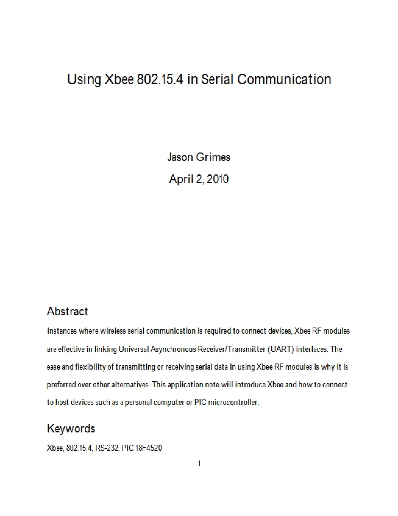 Serial Communication Using Xbee 802.15.4