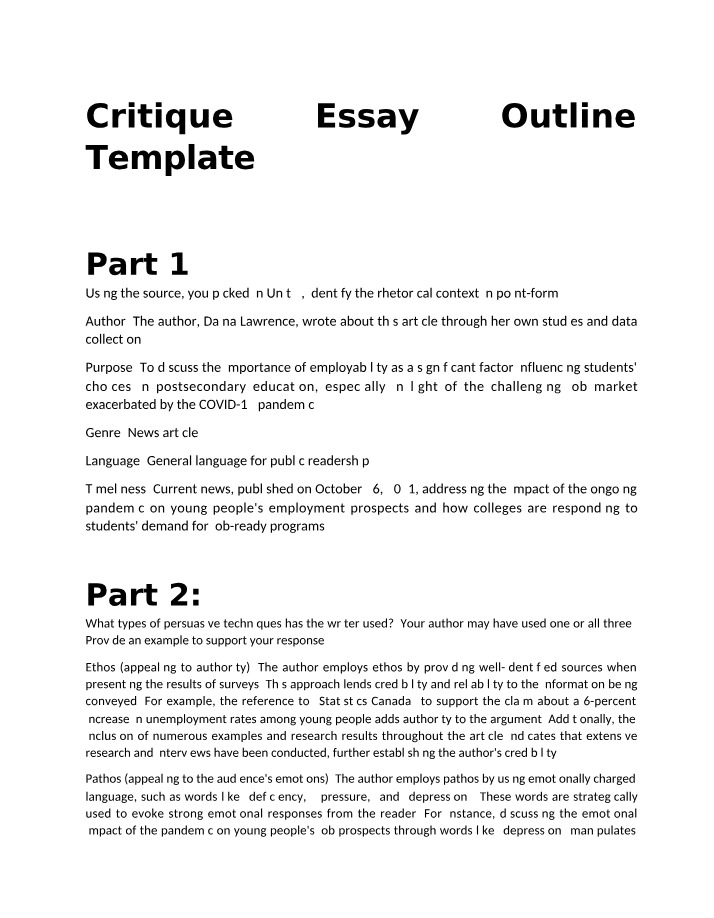 Analysis of Rhetorical Techniques Used in a News Article