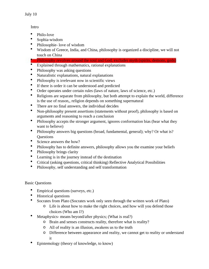 Introduction to Philosophy Notes