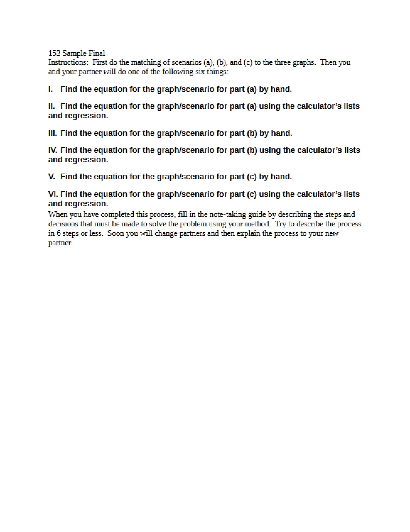 Sample Questions for Final Exam