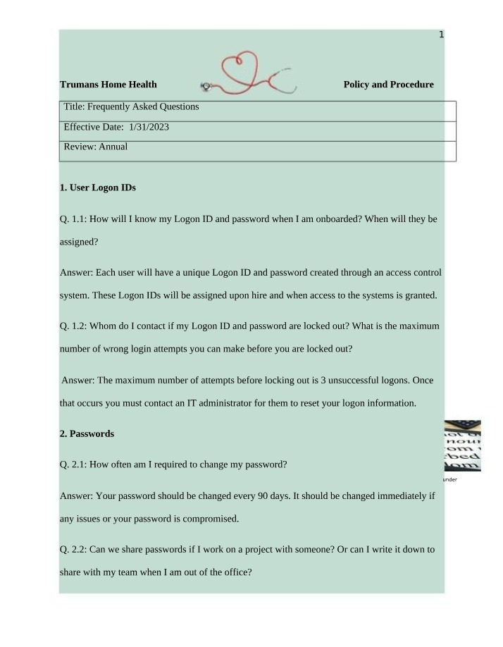 FAQ - User Logon IDs, Passwords, and Access