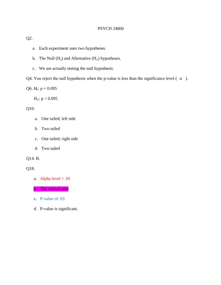 Statistical Methods in Psychology - PSYCH 24800