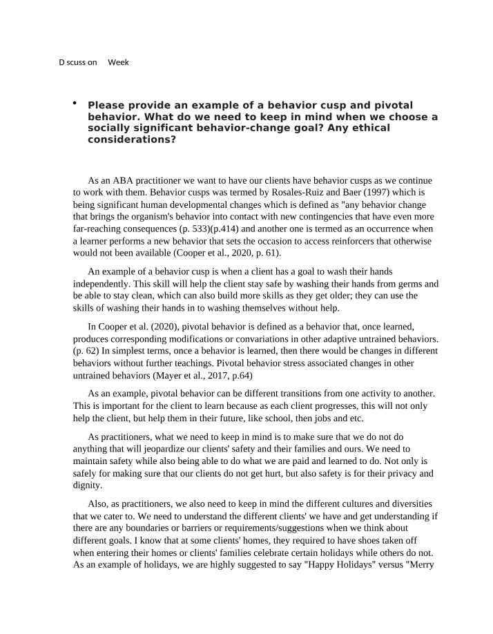 Behavior Cusps and Pivotal Behaviors in ABA