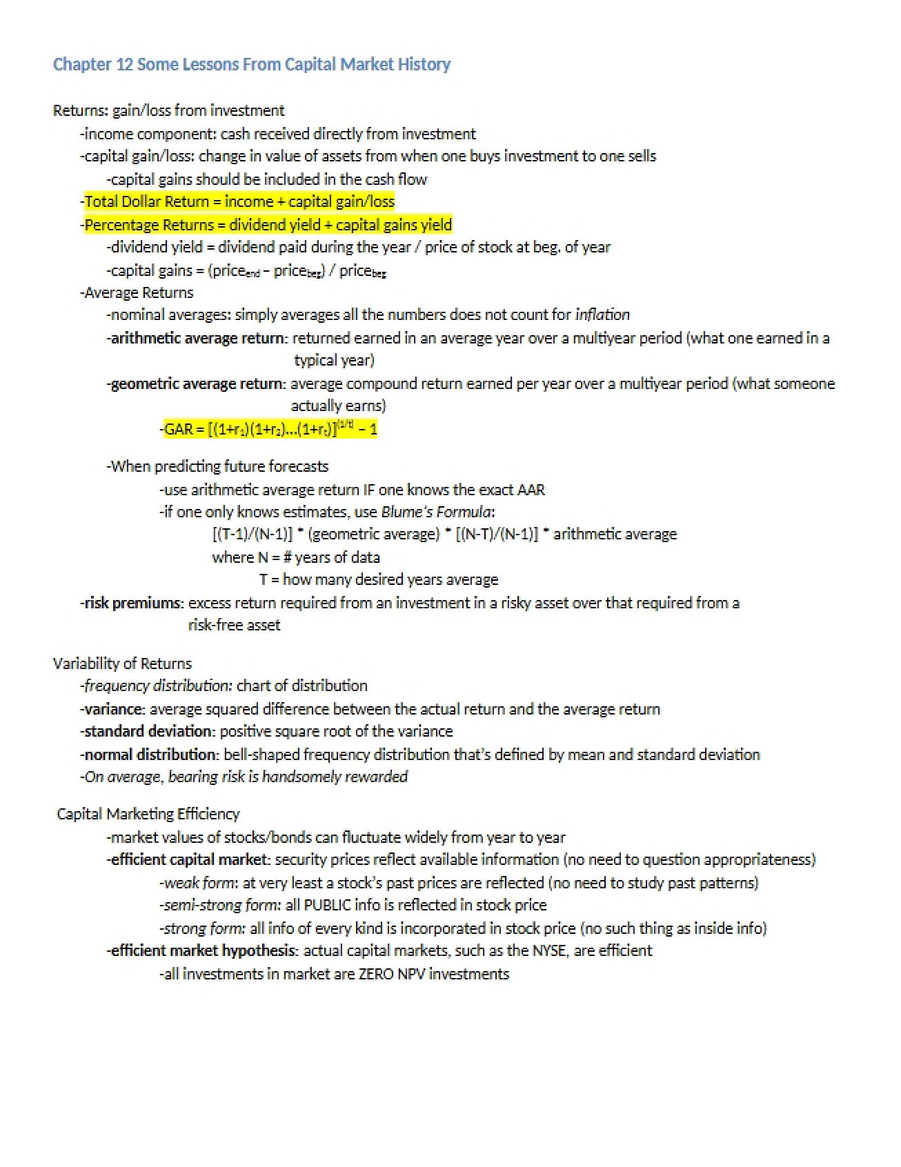 Capital Market History Lessons Ch 12