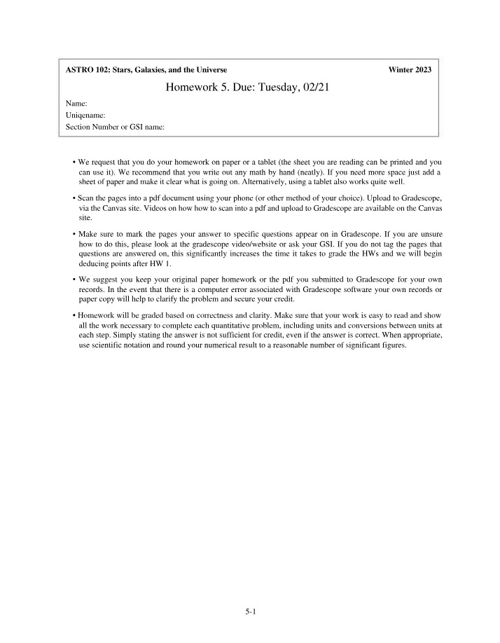 ASTR102 Homework 5 - Due February 21