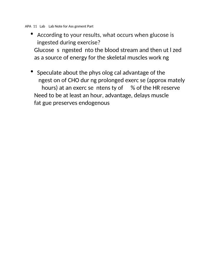 Physiological Advantage of Ingesting Glucose