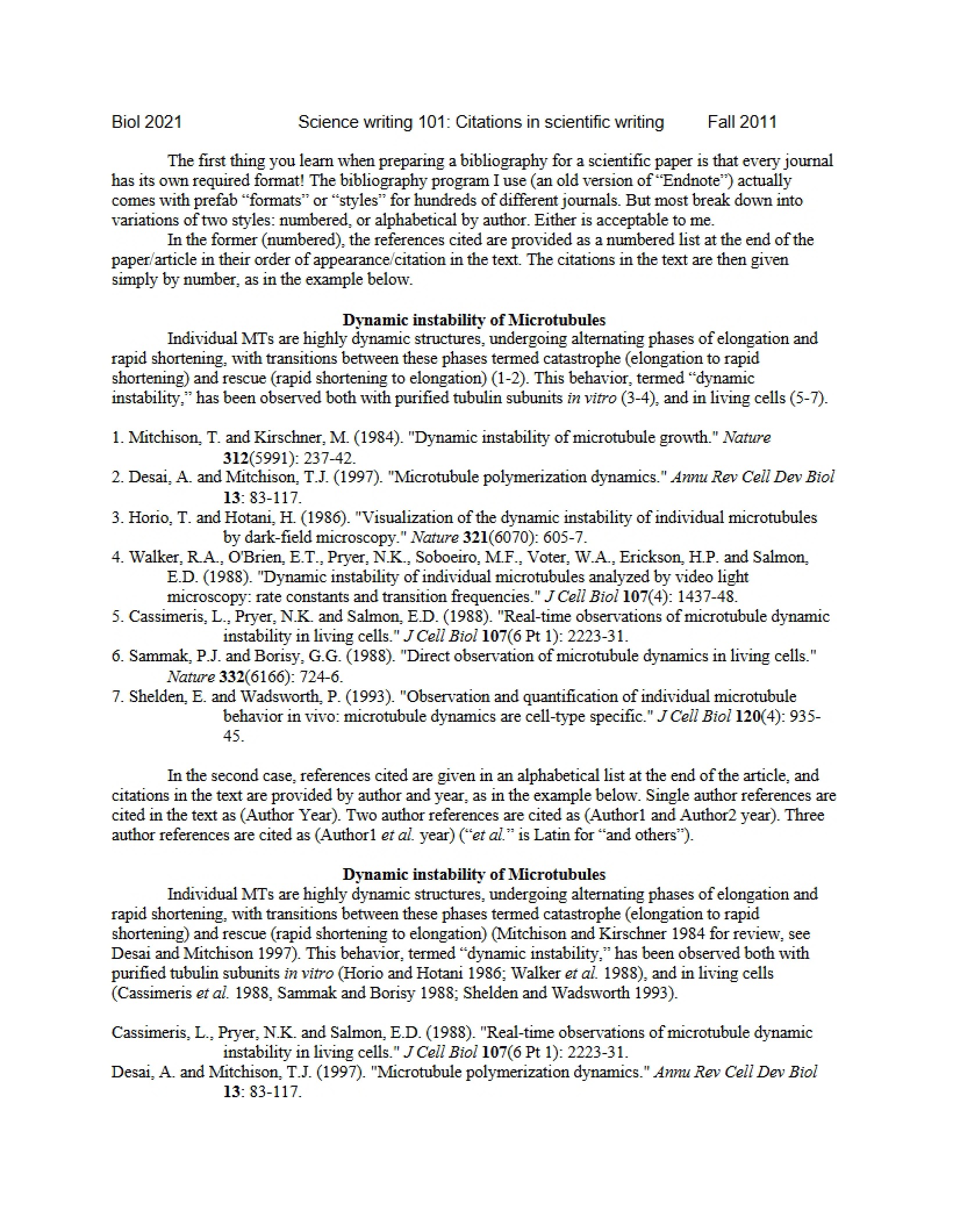 Scientific Writing Citations