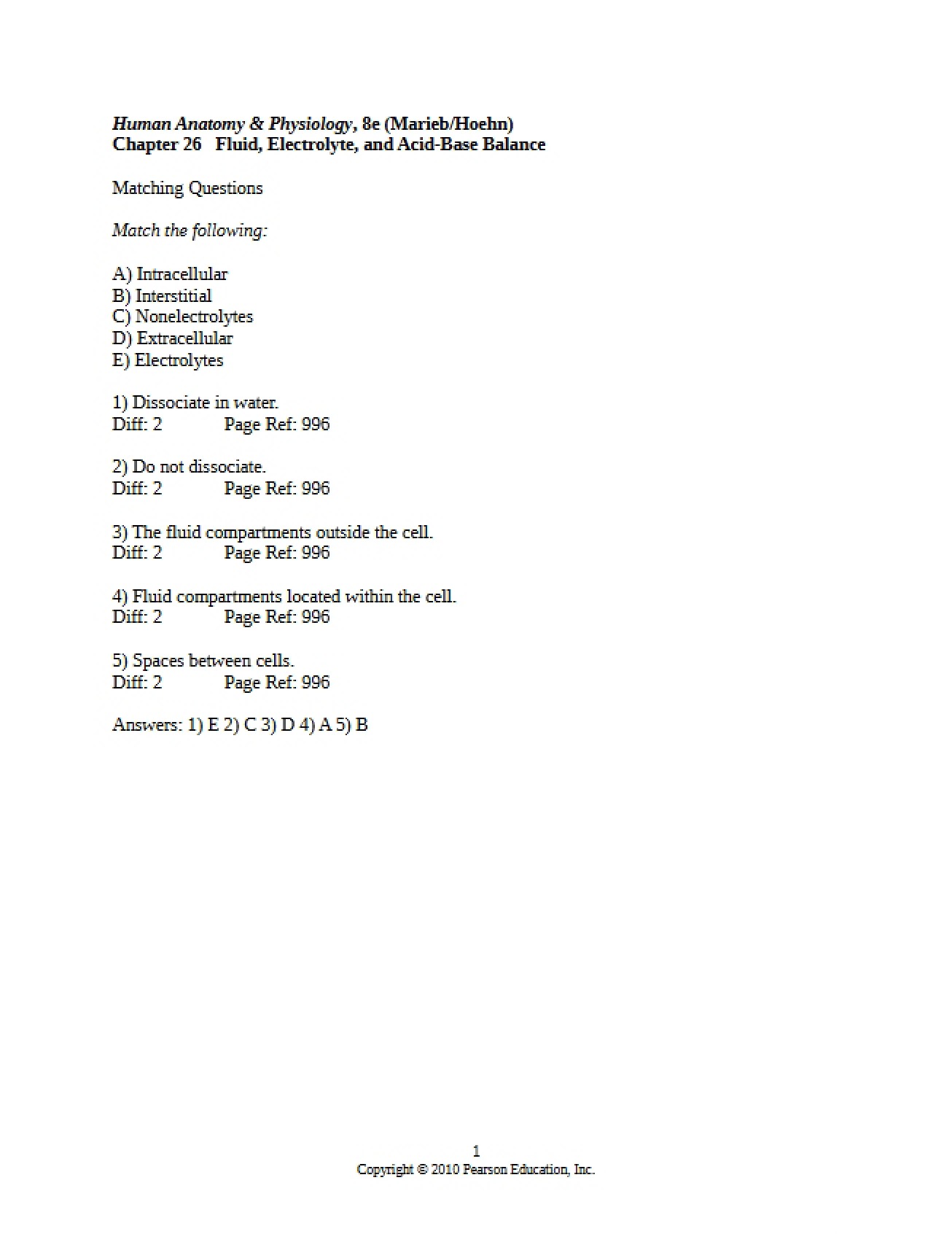 Test Bank for Chapter 26