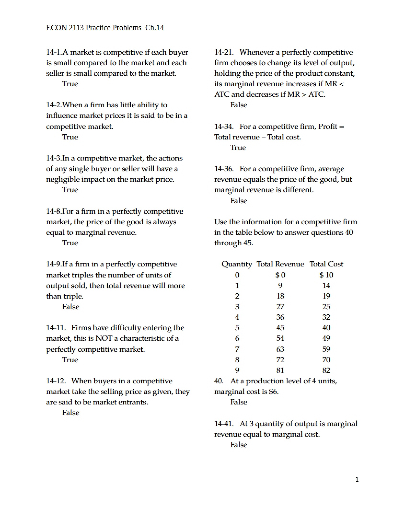 Microeconomics Test 3b