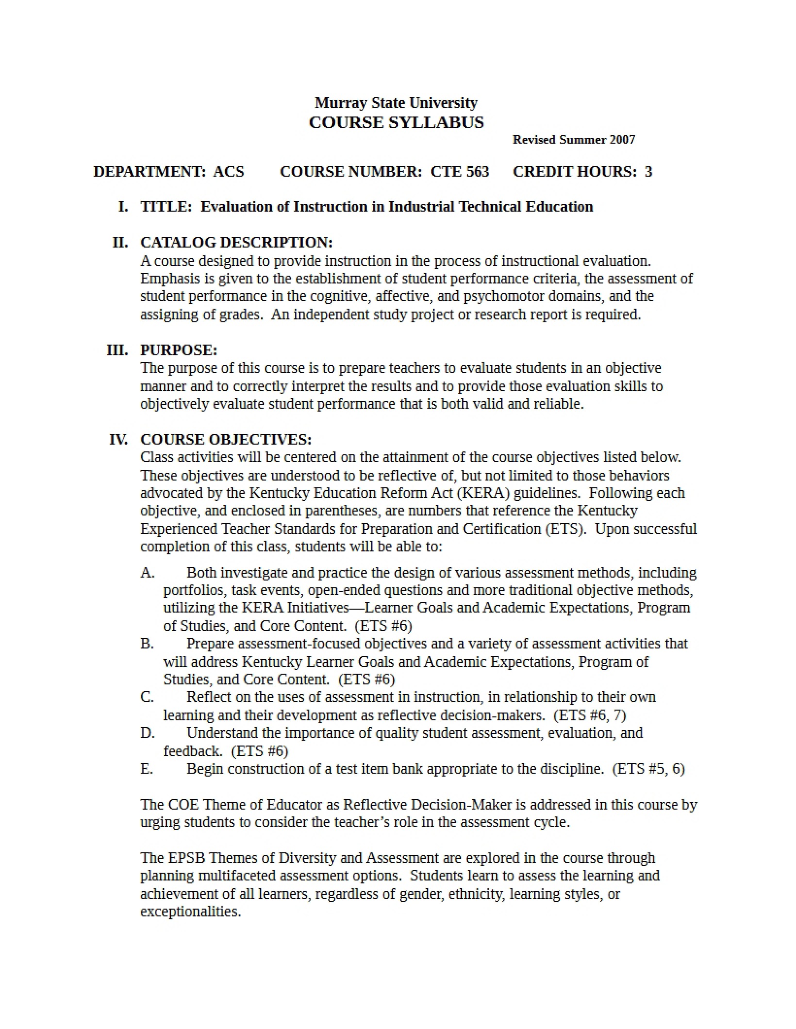 Syllabus - 4 Pages