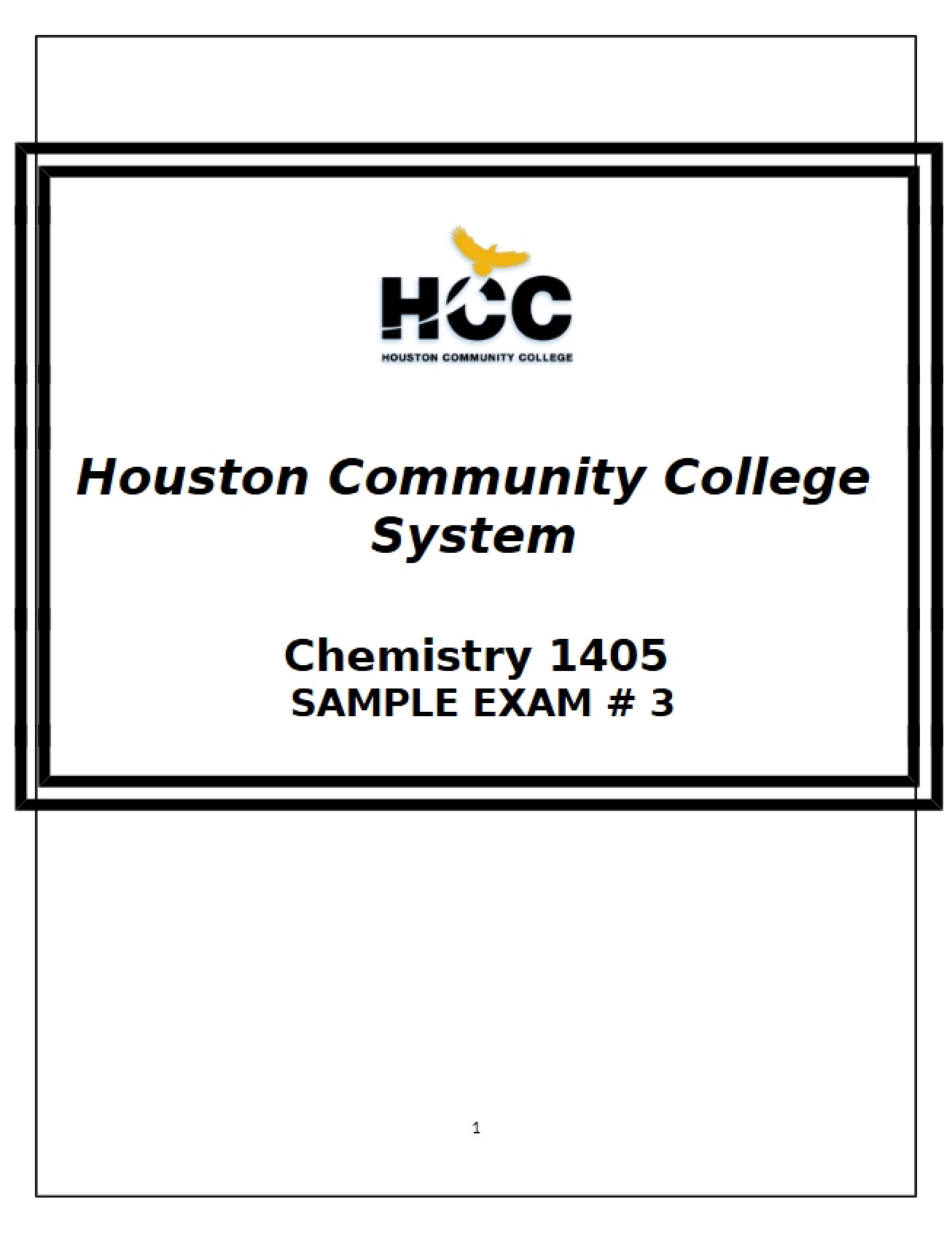 Introductory Chemistry I Sample Exam 3