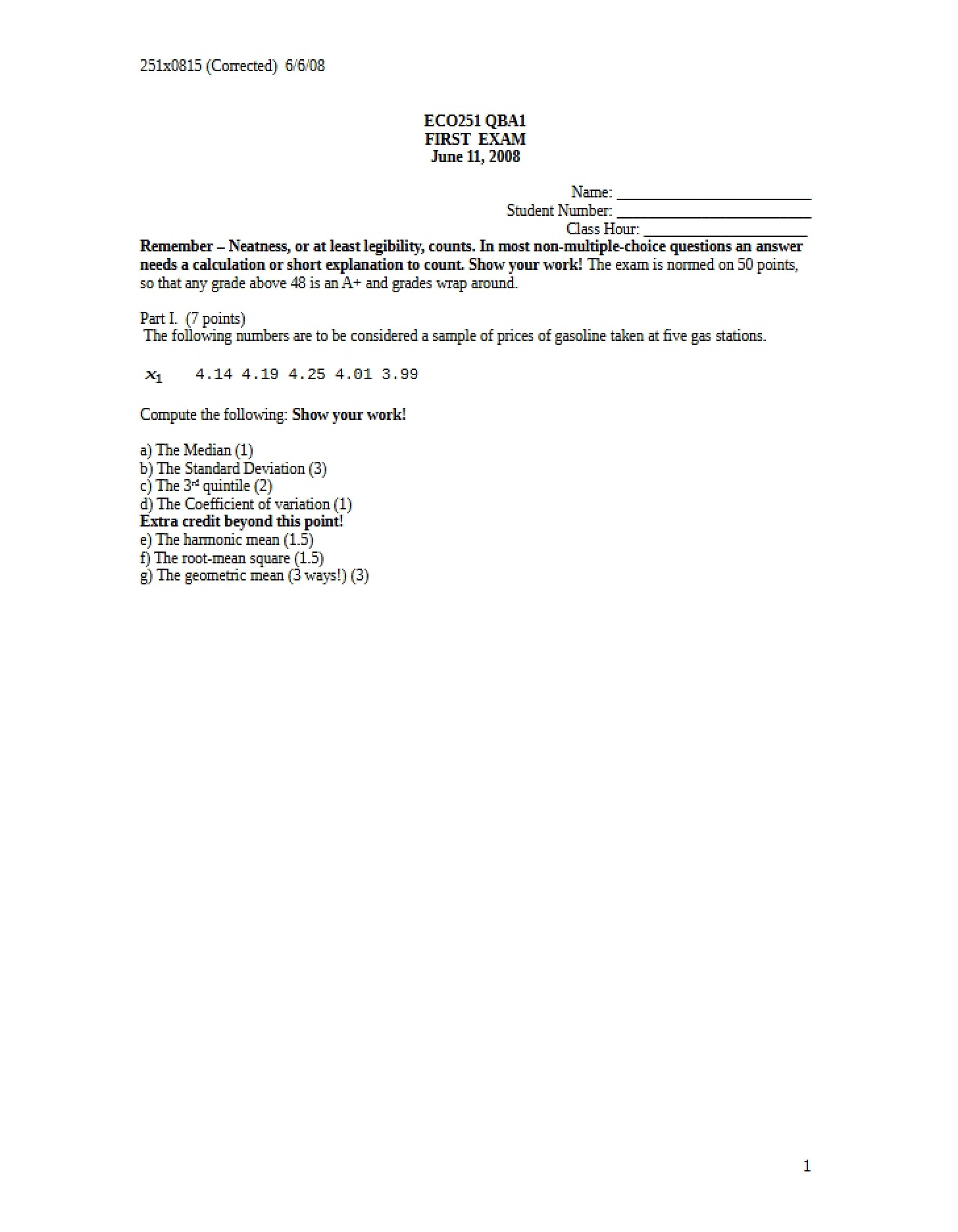 Exam 1 Paper (ECO 251)