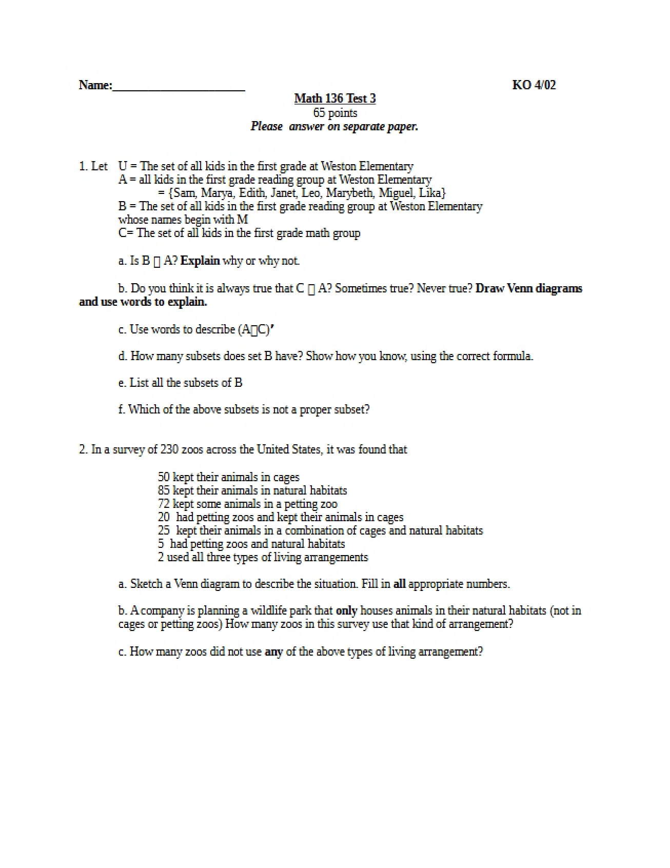 Liberal Arts Math Study Guide