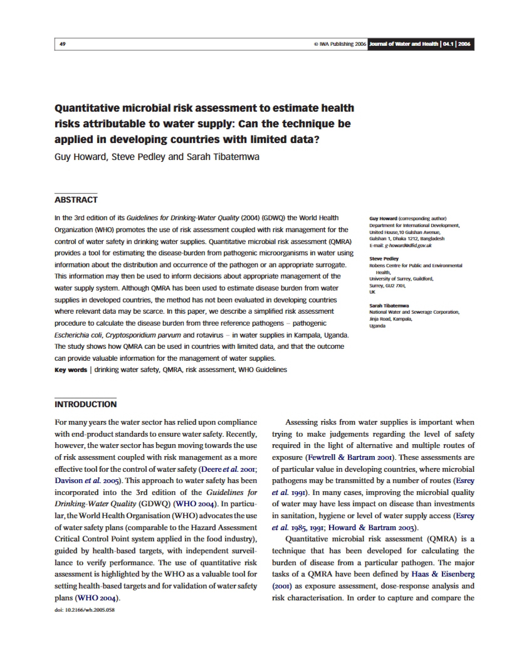 Estimating Health Risks via Quantitative Microbial Risk Assessment