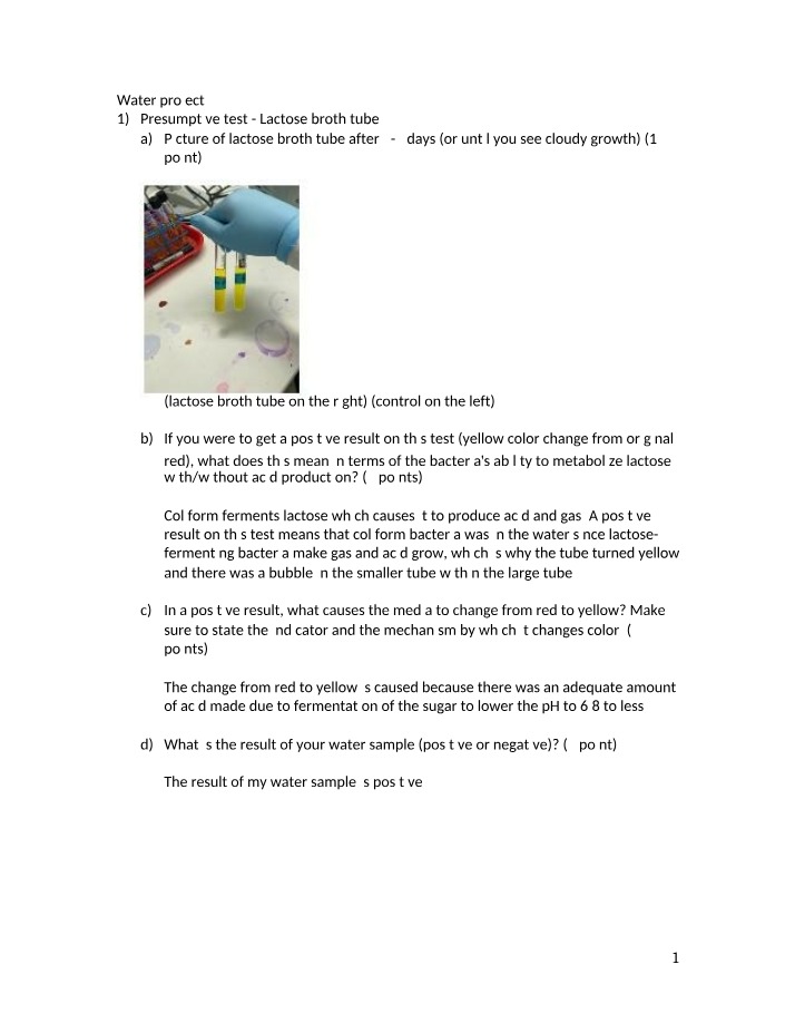 Presumptive and Confirmed Water Quality Tests