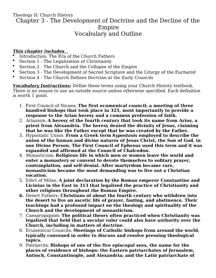 Decline of the Empire and the Development of Doctrine