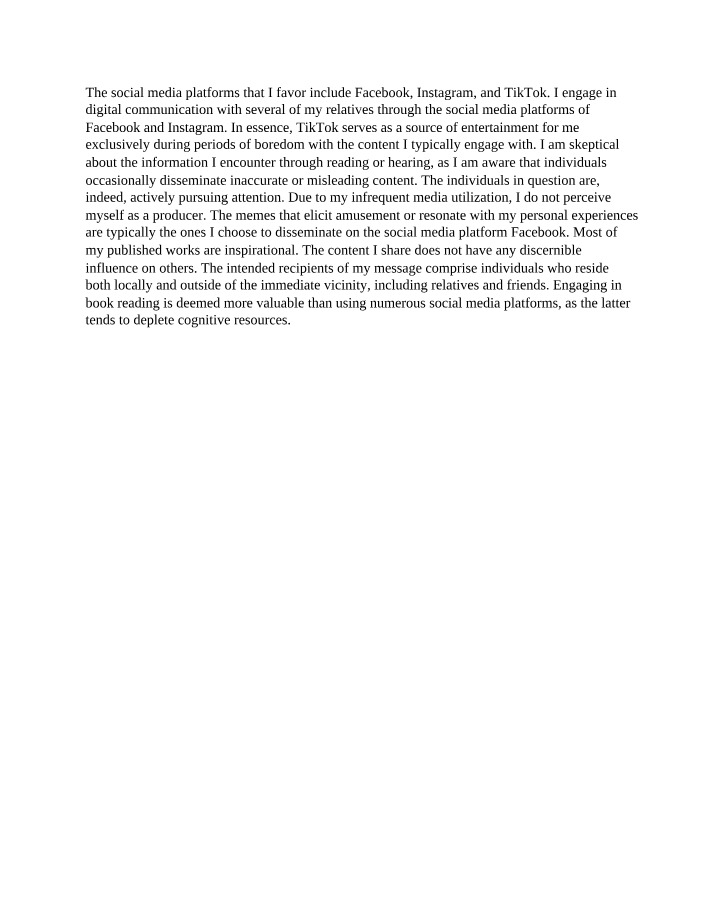 Role as a Consumer and Producer of Media - 5-1 Discussion