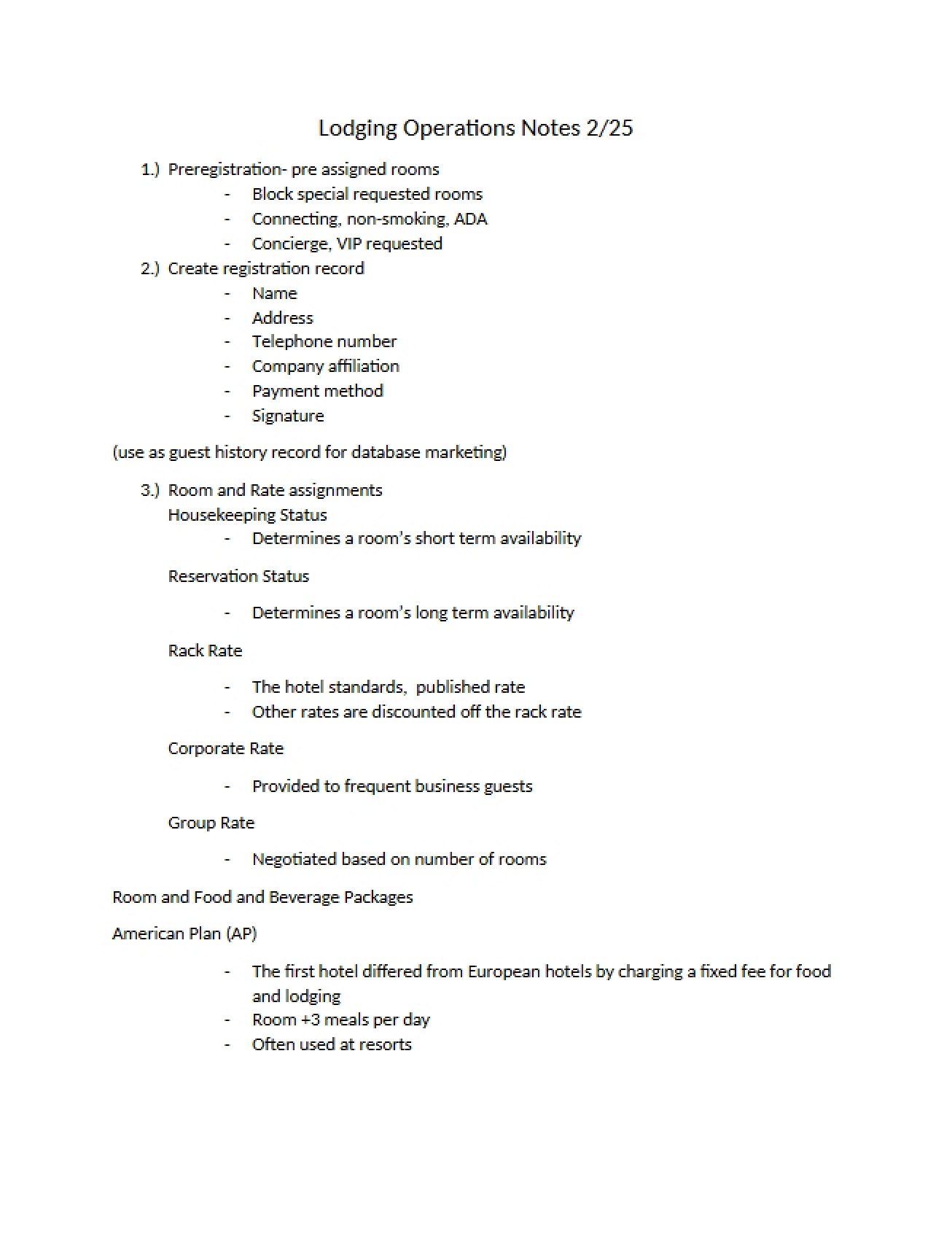 Lodging Operations Overview - HM 13987