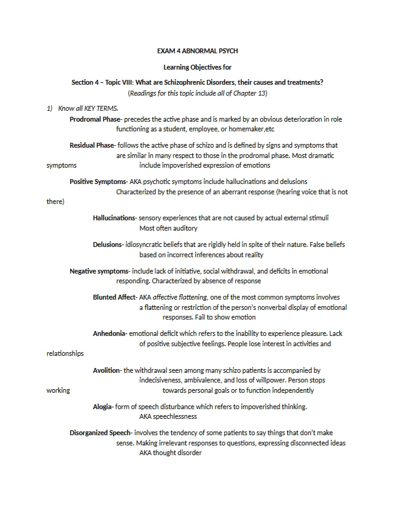 Abnormal Psychology's Fourth Exam