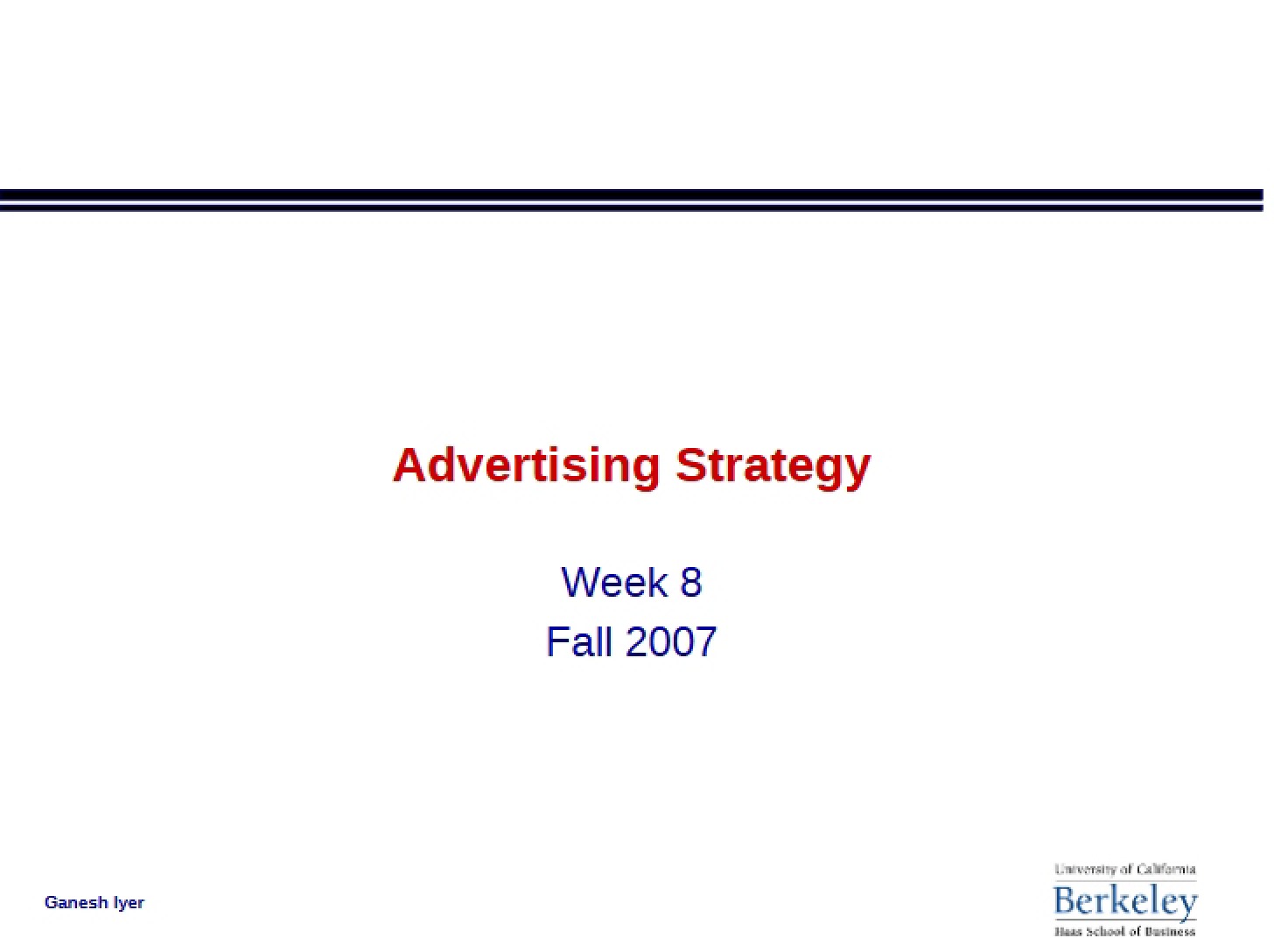 Strategies in Advertising