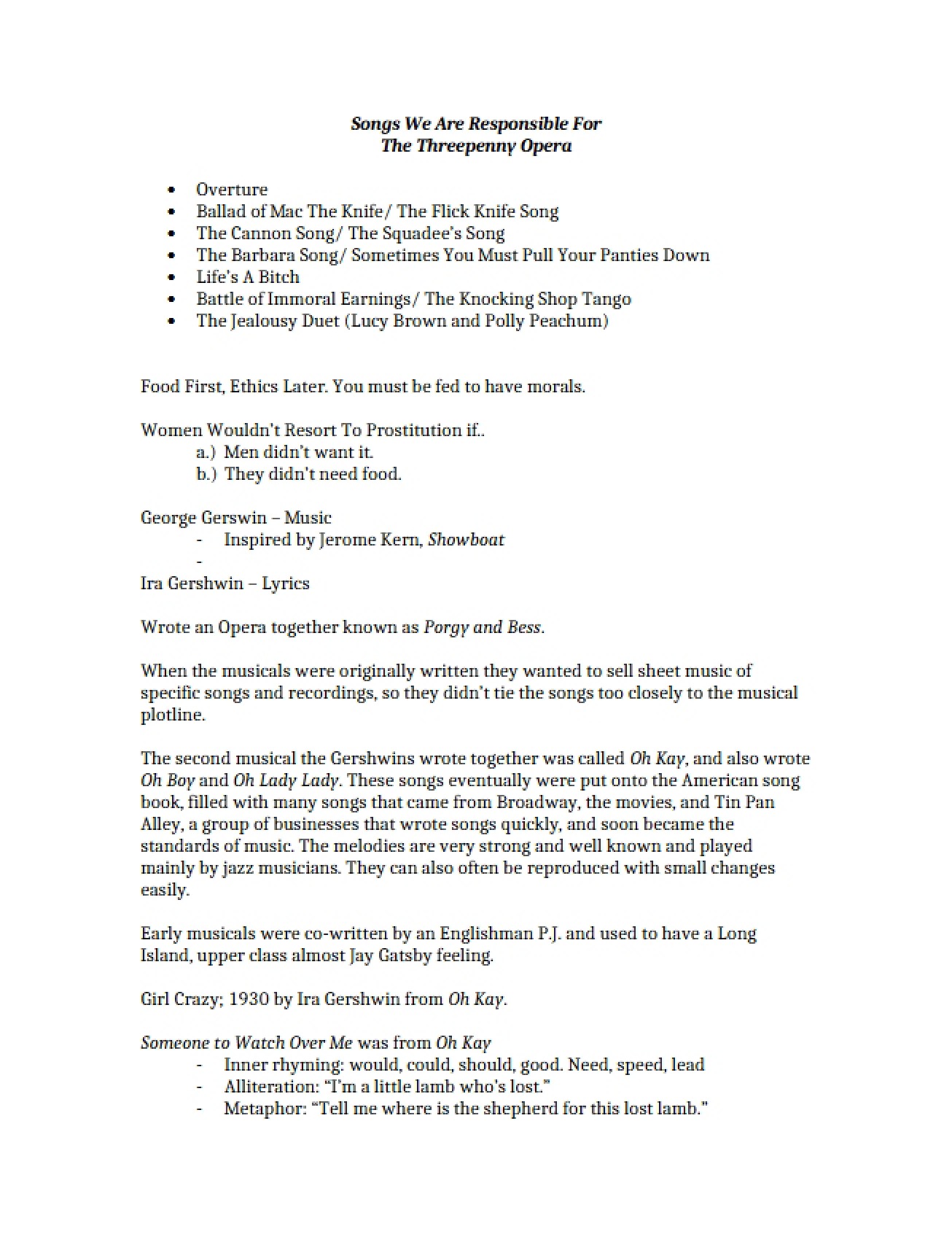 Analysis of 'The Threepenny Opera'