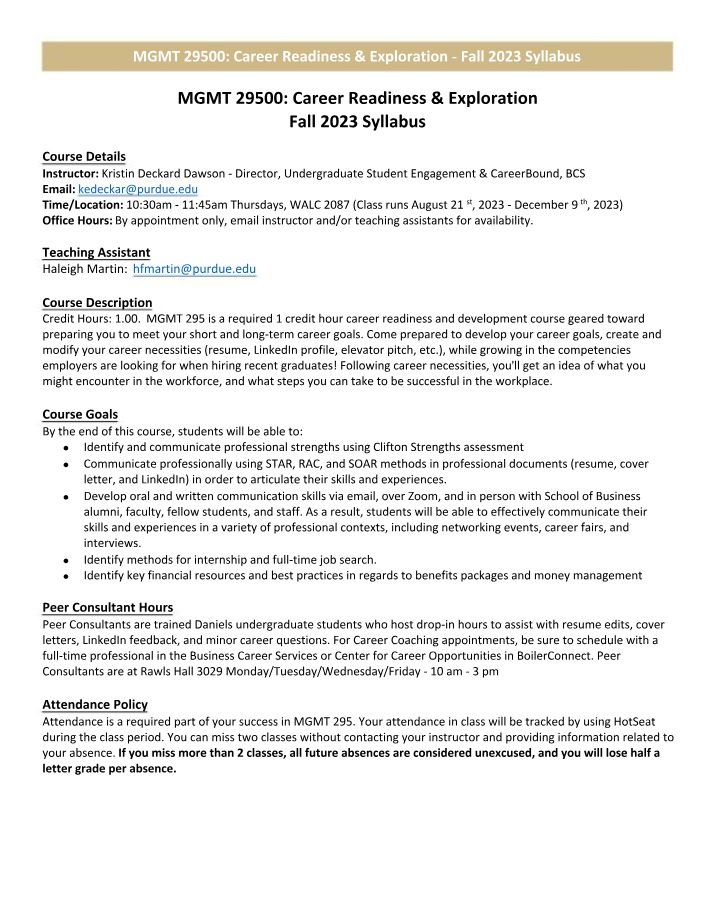 MGMT 29500 Syllabus for Fall 2023