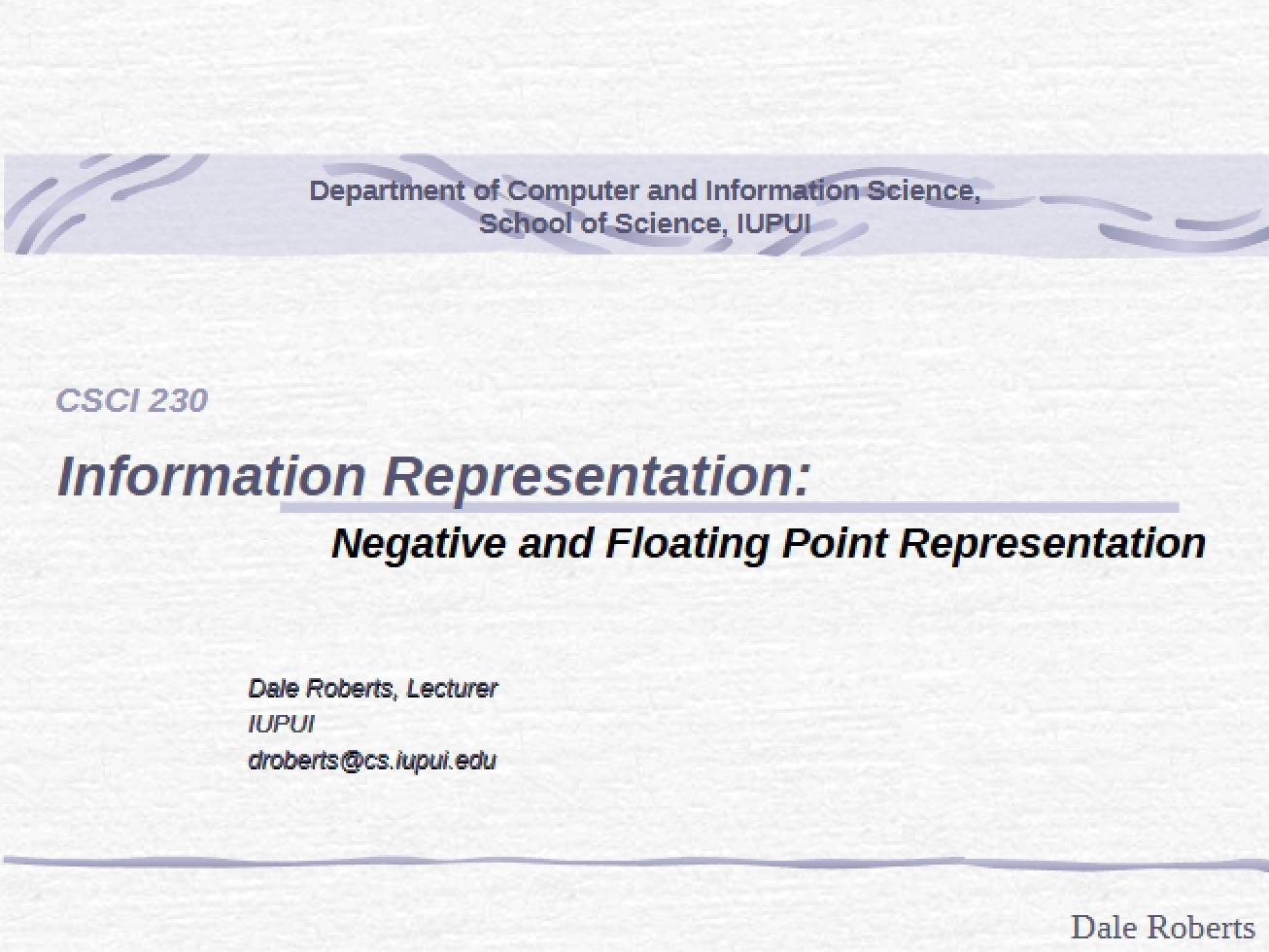 Representation of Information