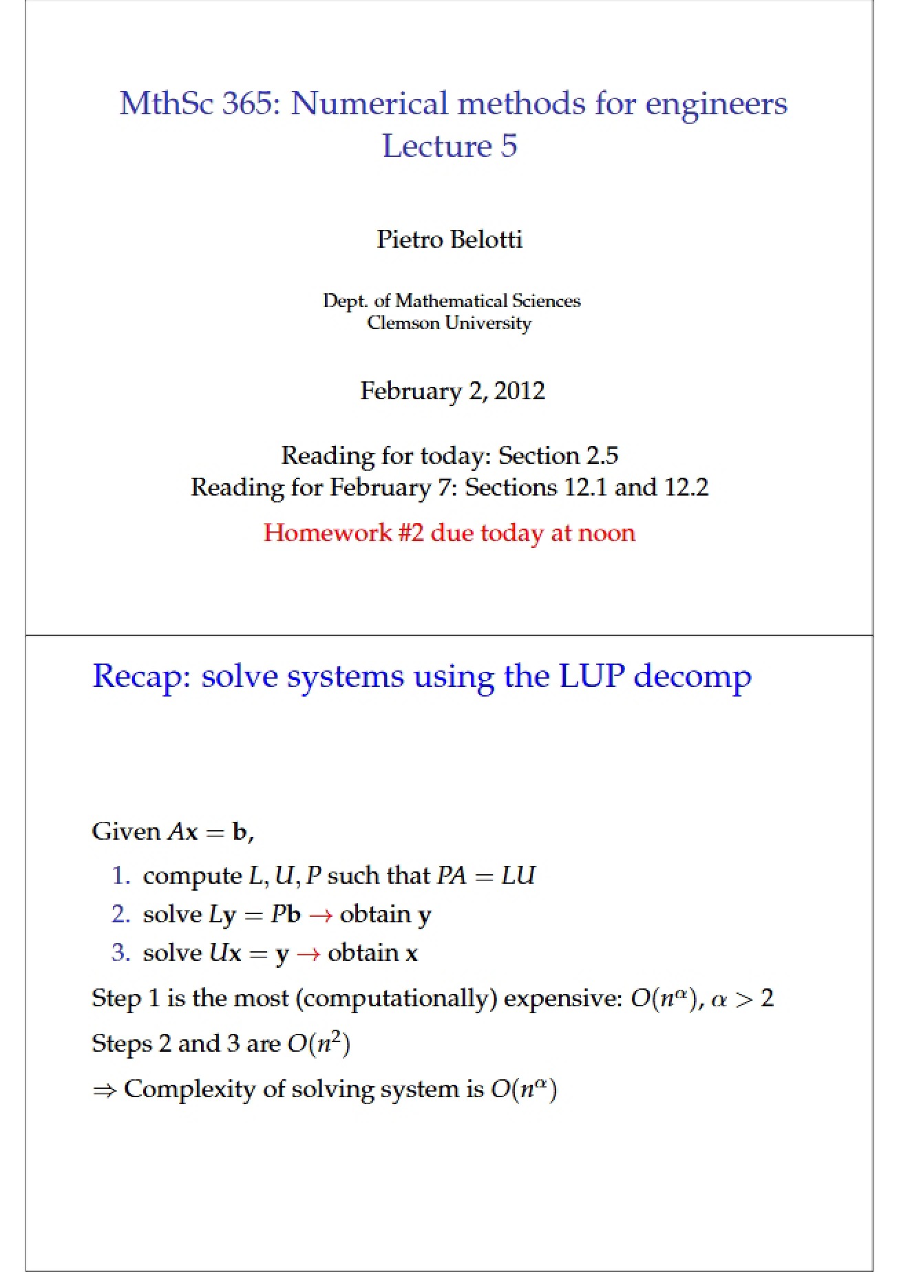 Numerical Methods Lecture Two