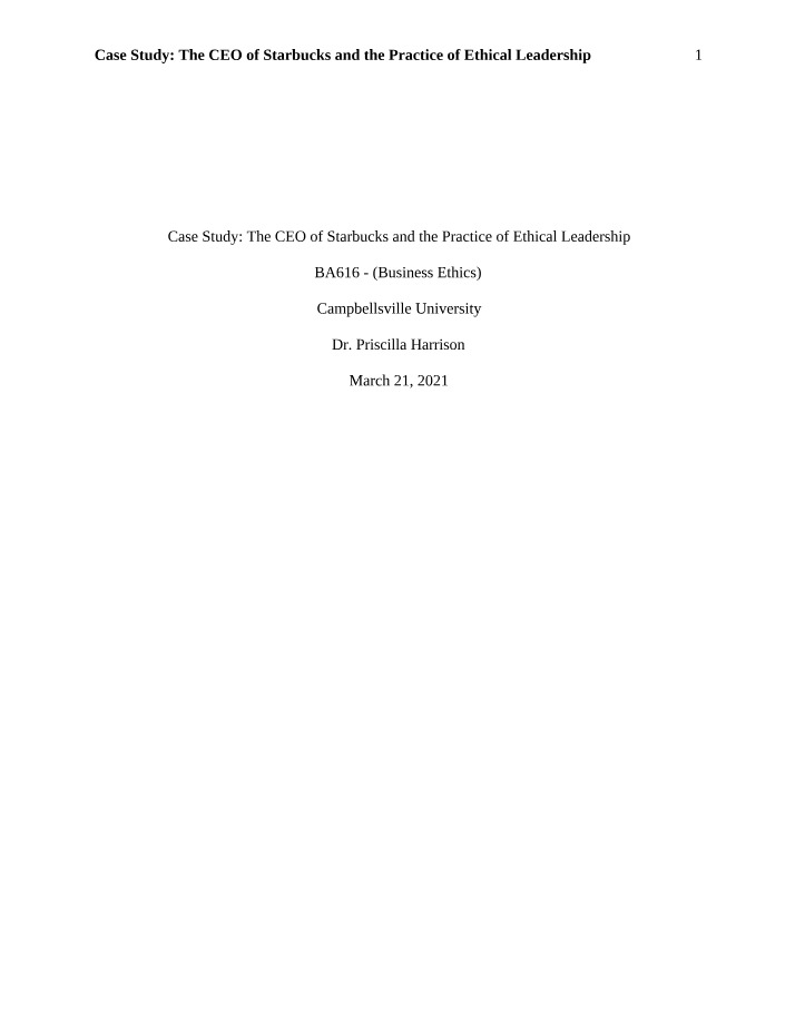 Starbucks Ethical Leadership Analysis