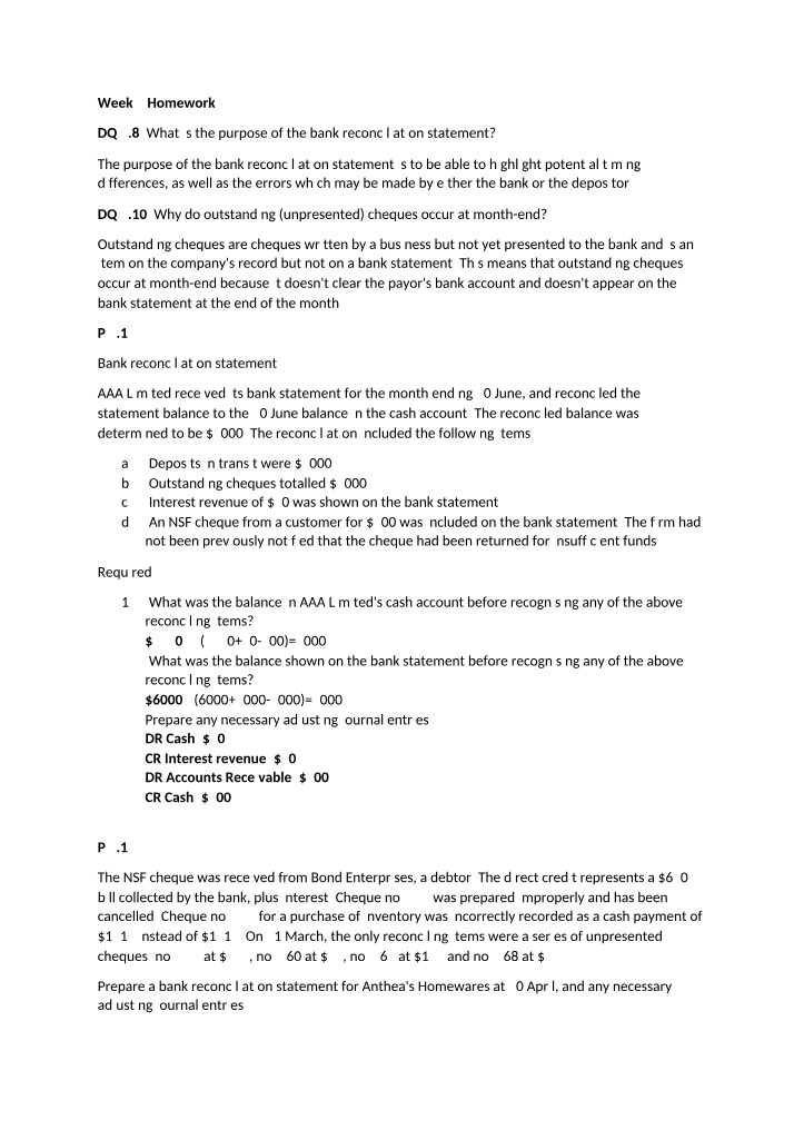 Week 9 Accounting Homework