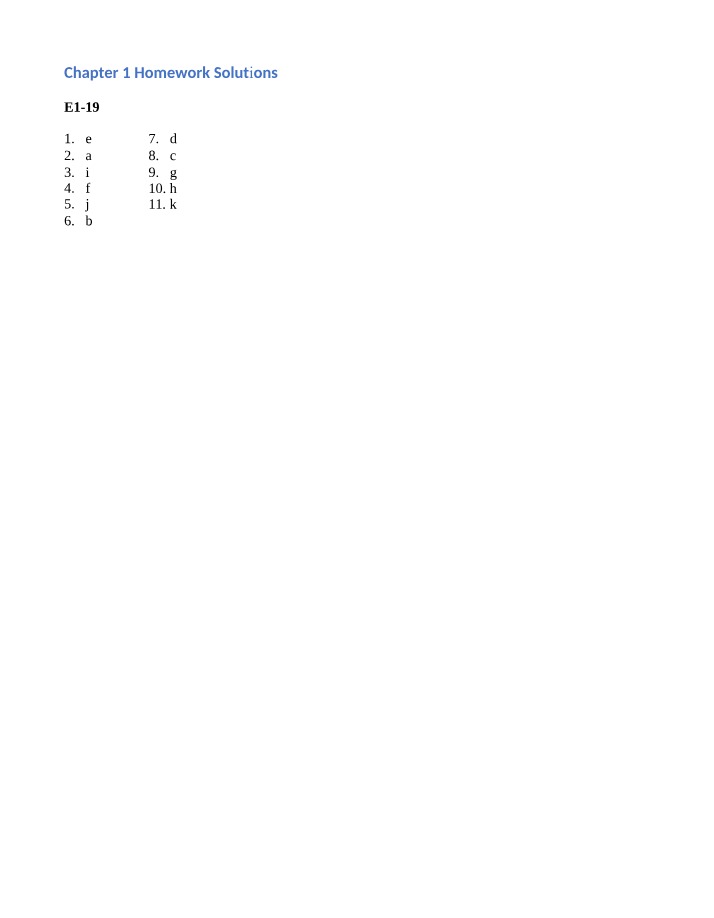 Financial Statements and Homework Solutions - Chapter 1
