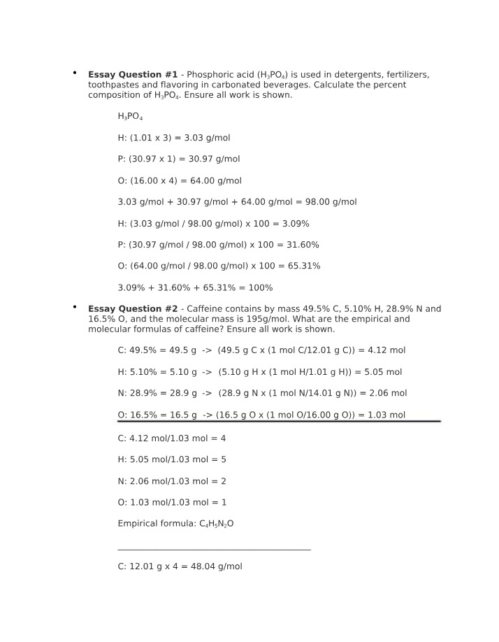 Percent Composition of Phosphoric Acid (H3PO4)
