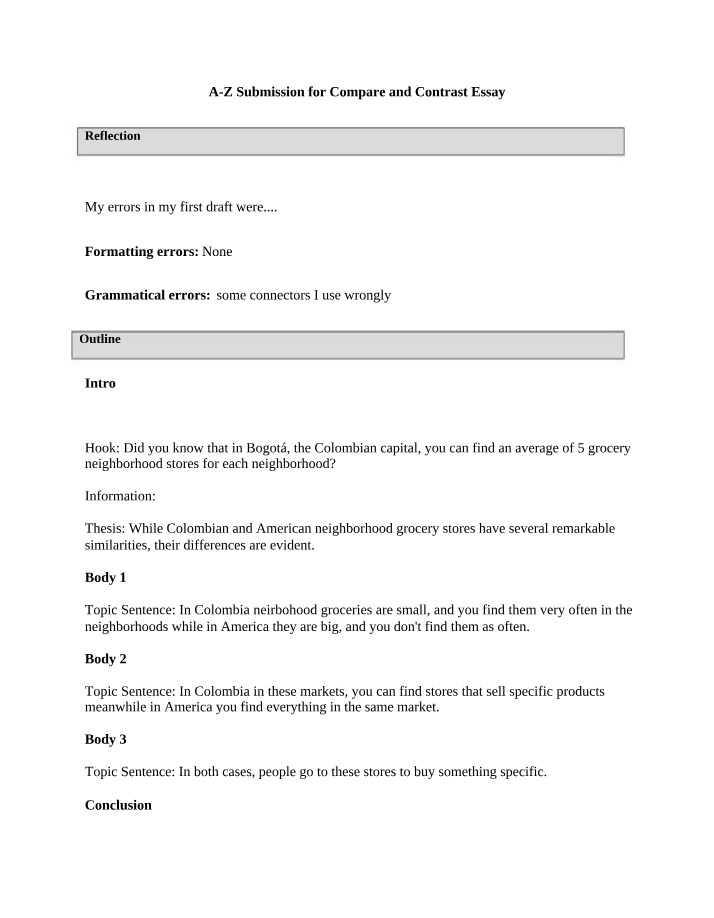 Colombian vs American Neighborhood Stores Essay