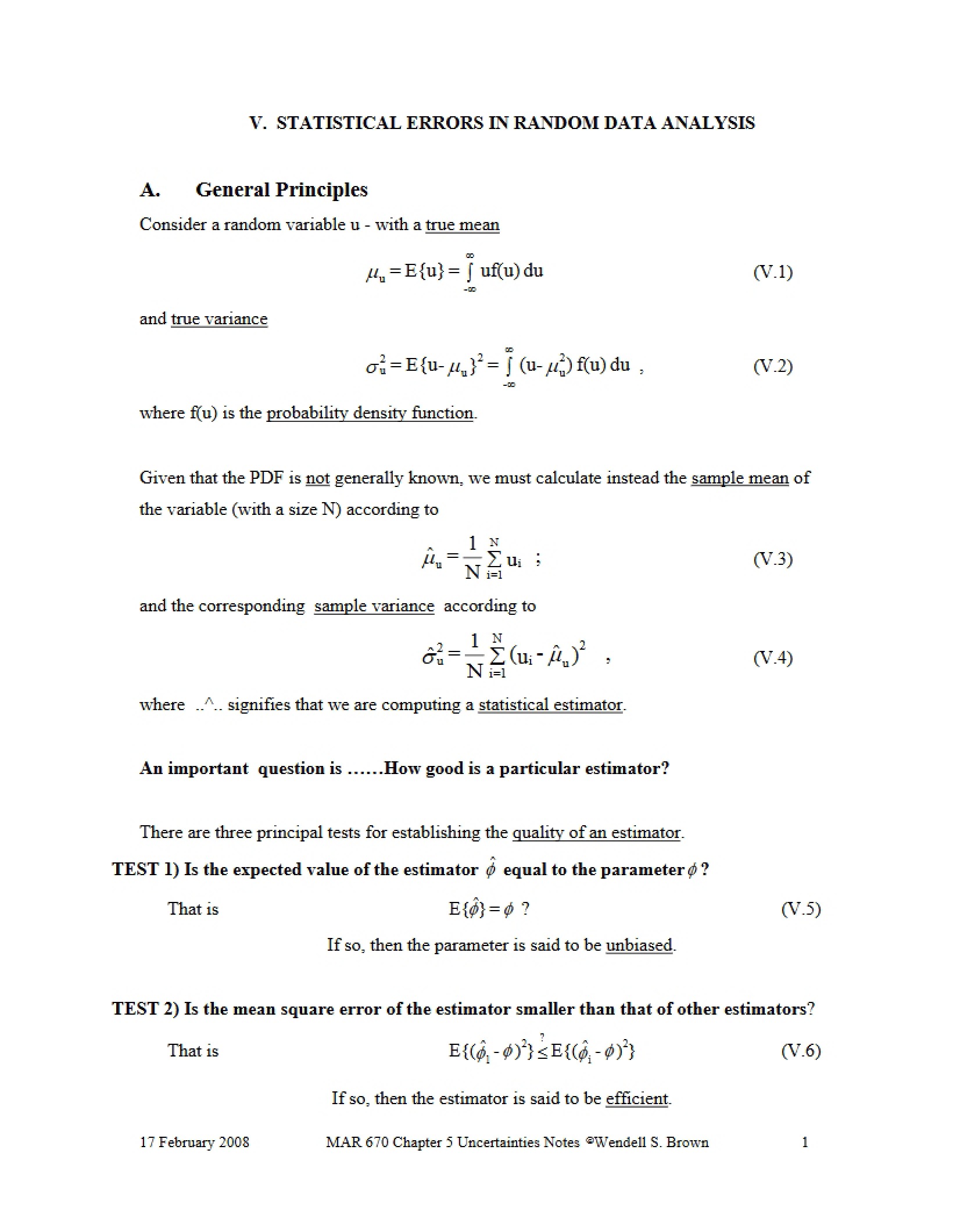 Random Data Analysis Statistical Errors