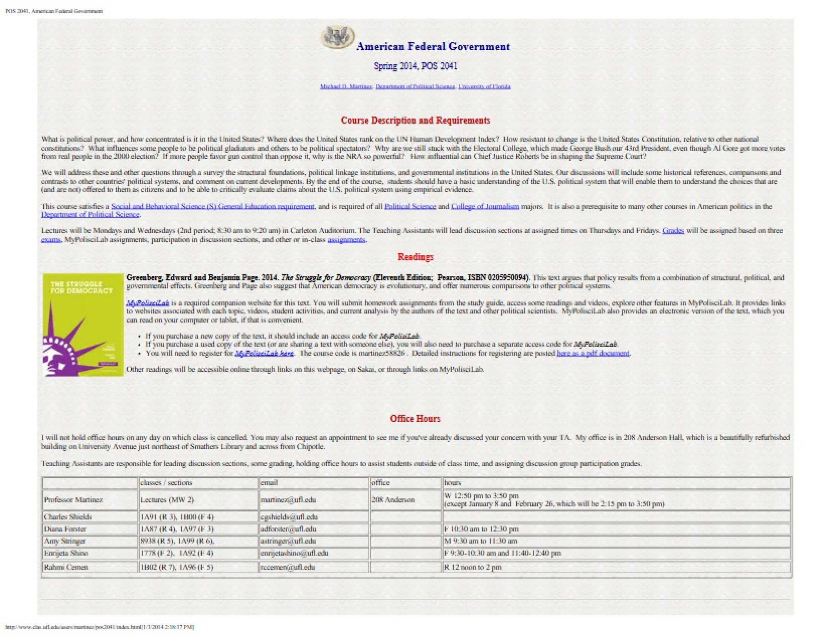 American Federal Government Syllabus